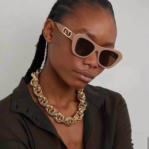 Fendi Tan Sunglasses w Gold Details - New & Authentic